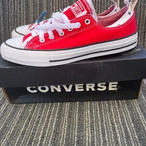 Converse Red and White Canvas Sneakers